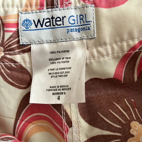 Patagonia Water Girl capri Pants surfer board style tie close Hibiscus - Picture 4 of 6